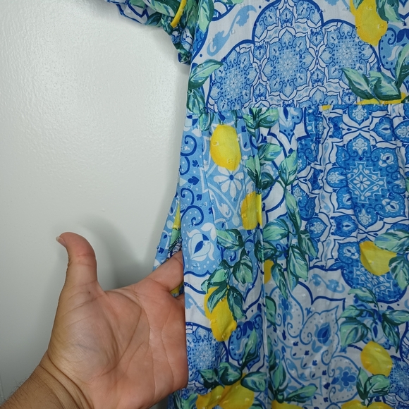 Blue and Yellow Maxi Dress - Picture 10 of 11